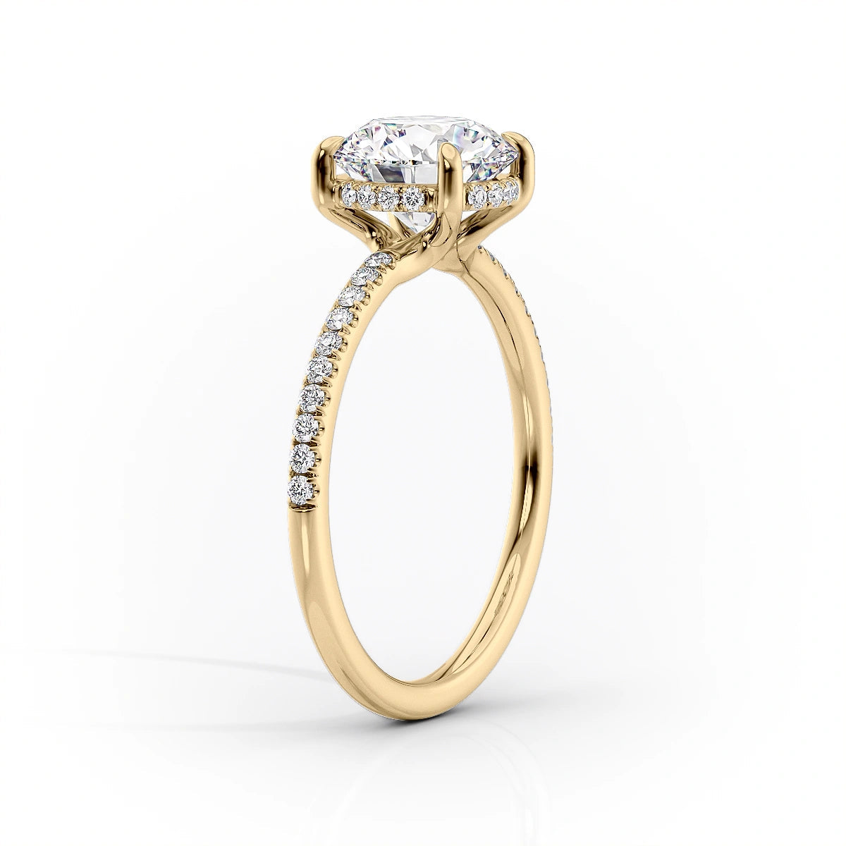 The Mandy Set With A 1 Carat Cushion 18K Yellow Gold Lab Diamond