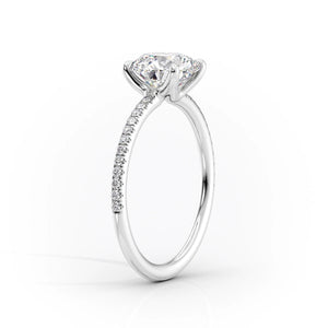 The Pave Ashley Set  With A 1.5 Carat Pear 18K White Gold Moissanite