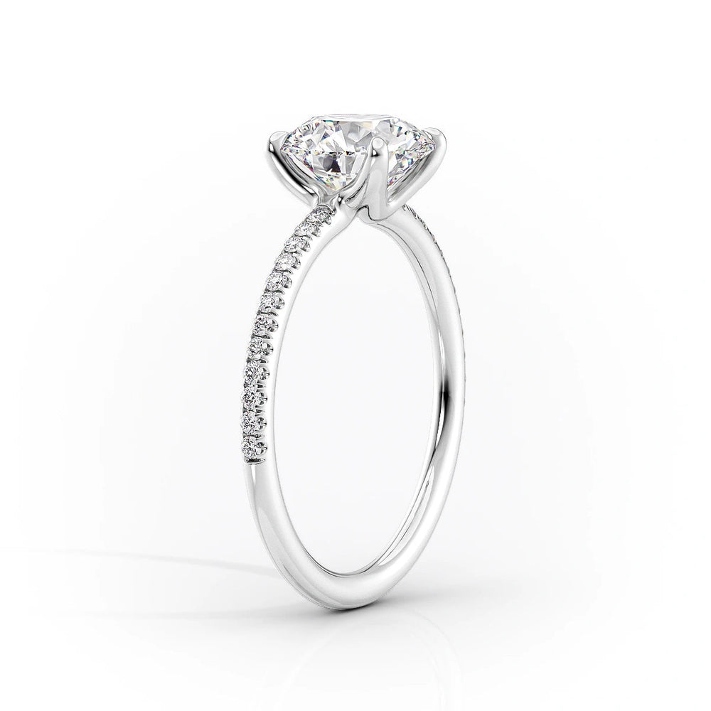 The Pave Ashley Set  With A 4.5 Carat Oval 14K White Gold Moissanite
