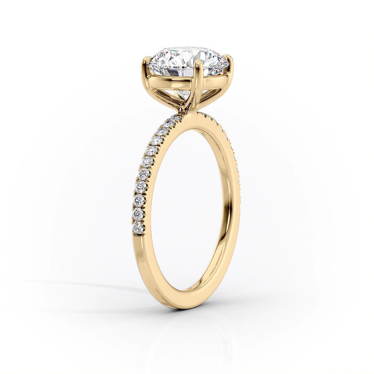 The Pave Eleanor Set With A 3 Carat Emerald 18K Yellow Gold Lab Diamond
