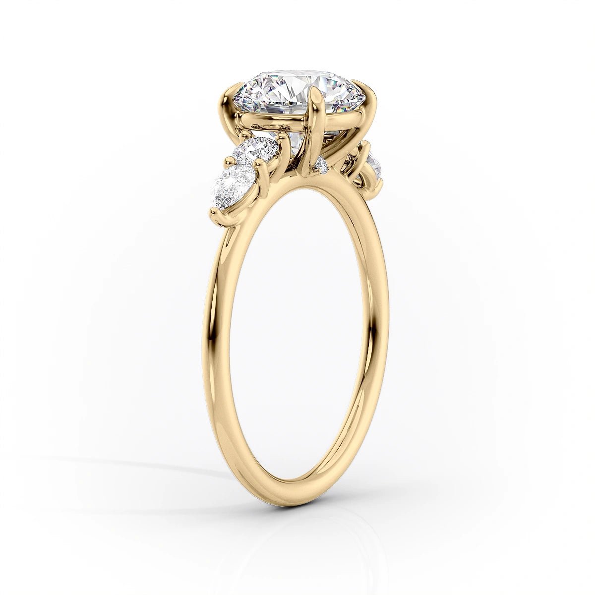 The Abigail Set  With A 1.5 Carat Radiant 18K Yellow Gold Moissanite