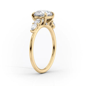 The Abigail Set  With A 2.5 Carat Cushion 14K Yellow Gold Moissanite