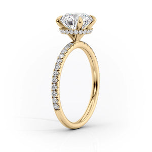 The Pave Alex Set With A 1 Carat Pear 18K Yellow Gold Lab Diamond