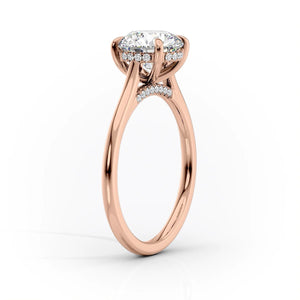 The Natalie Set  With A 1.5 Carat E. Cushion 18K Rose Gold Moissanite