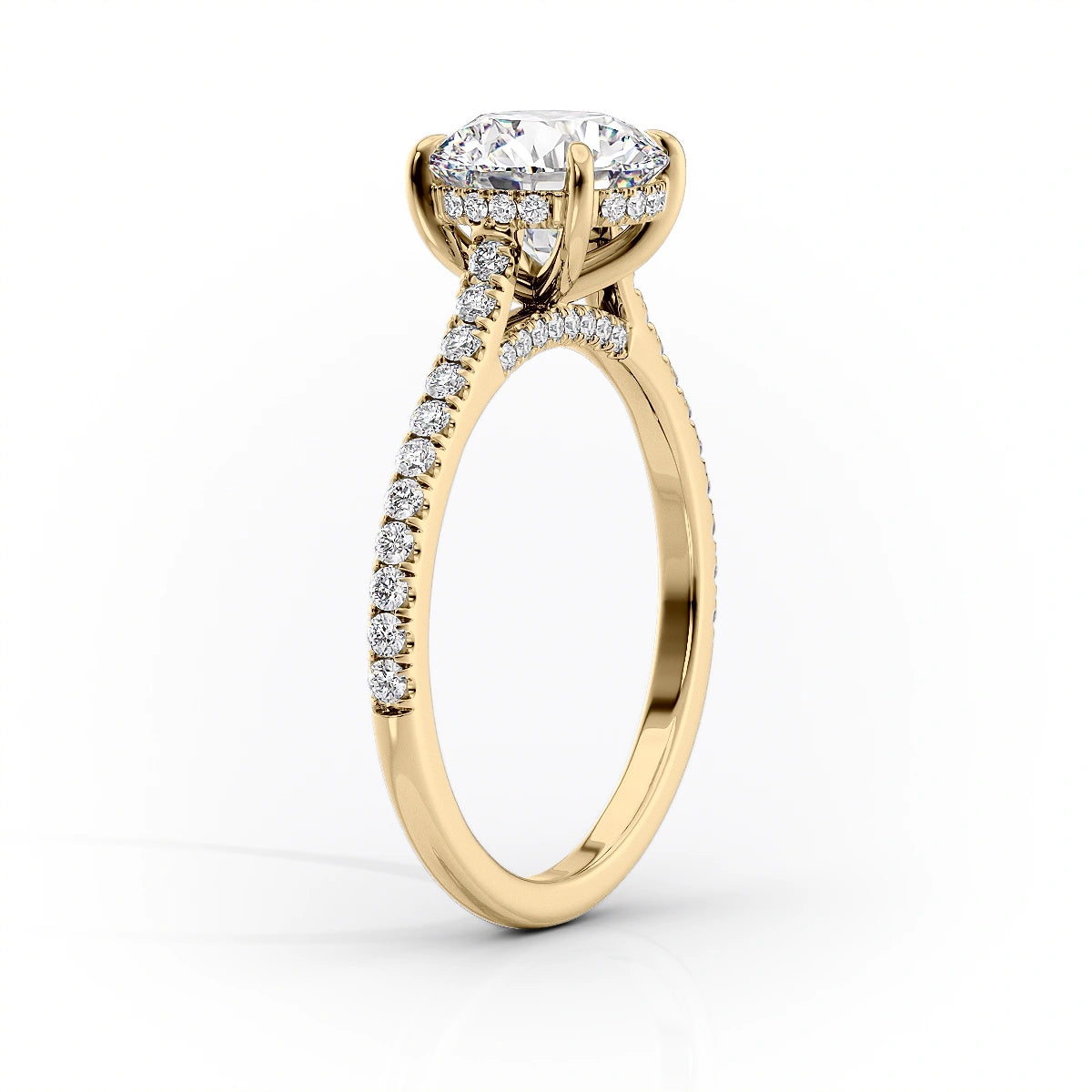 The Natalie Set With A 1 Carat Cushion 18K Yellow Gold Lab Diamond