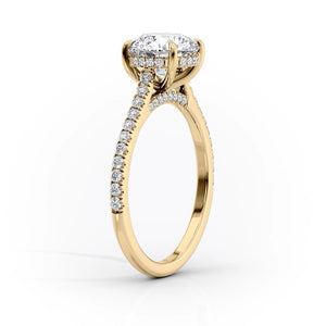 The Natalie Set  With A 3 Carat Cushion 14K Yellow Gold Moissanite