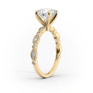 The Jasmine Set  With A 2 Carat Pear 14K Yellow Gold Moissanite