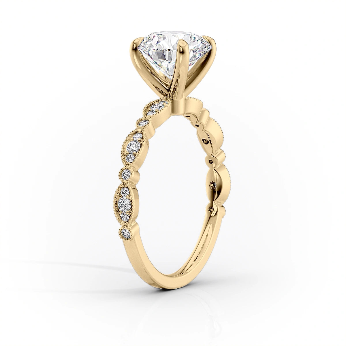 The Jasmine Set  With A 2.5 Carat Princess 18K Yellow Gold Moissanite