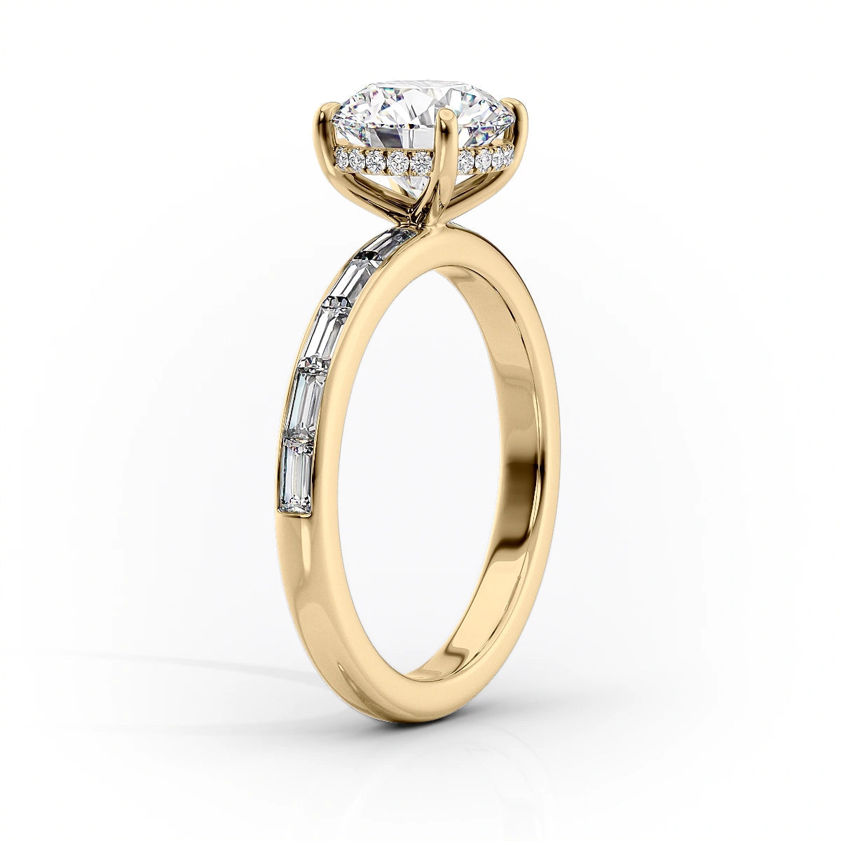 The Jennifer Set With A 1 Carat Cushion 18K Yellow Gold Lab Diamond