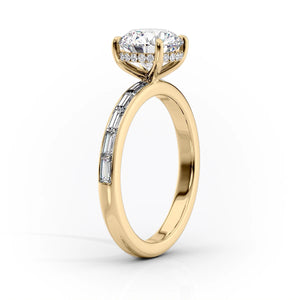 The Jennifer Set  With A 3 Carat Emerald 18K Yellow Gold Moissanite