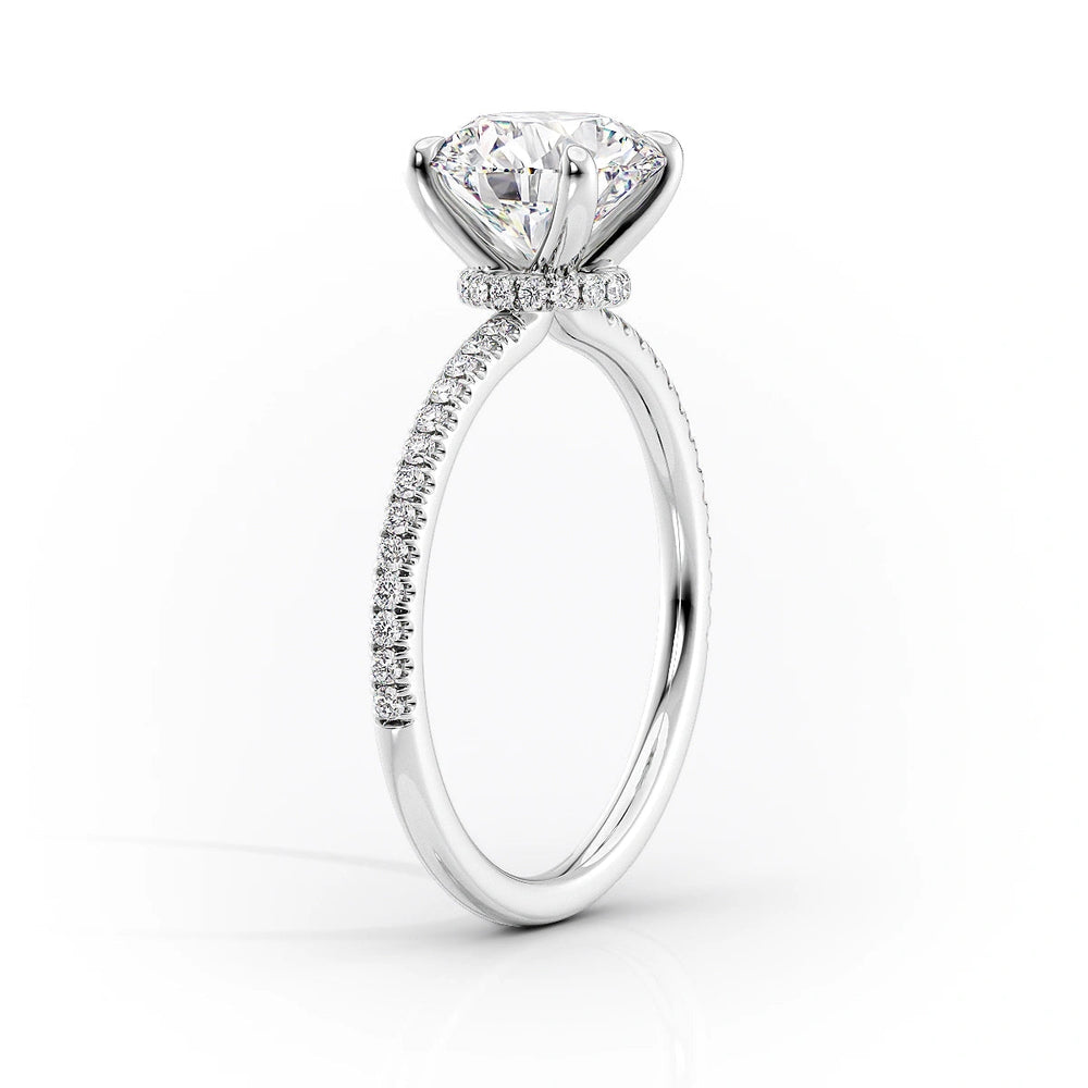 The Pave Nelly Set  With A 4.5 Carat Pear 14K White Gold Moissanite