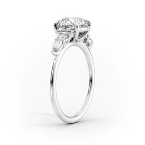 The Abigail Set  With A 4 Carat E. Cushion 14K White Gold Moissanite