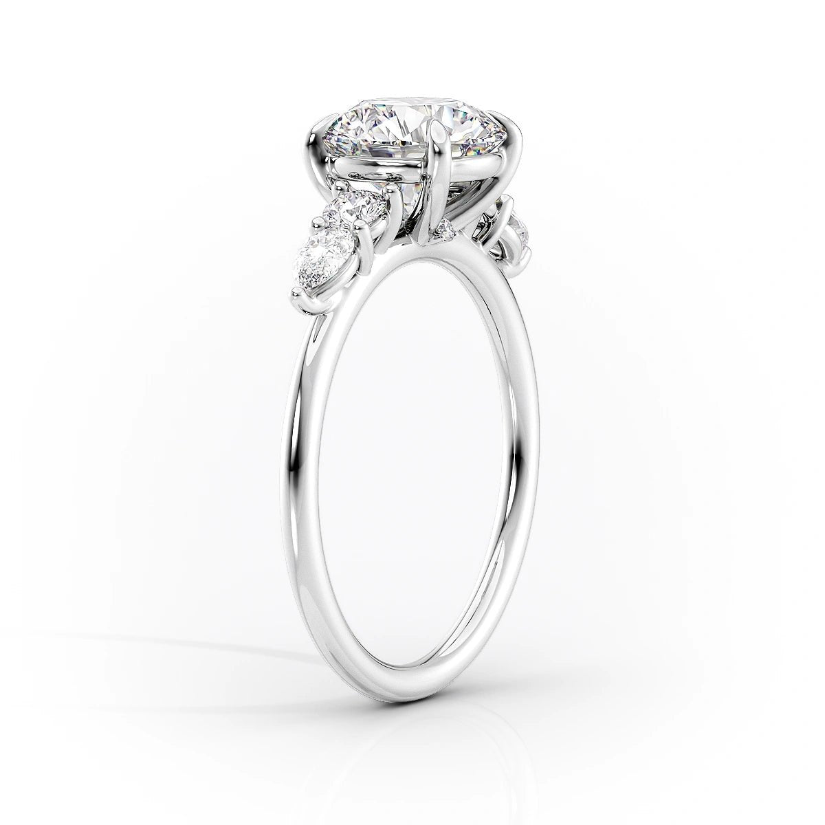 The Abigail Set  With A 2 Carat Oval 18K White Gold Moissanite