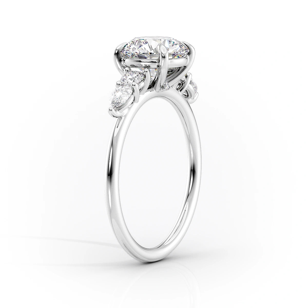 The Abigail Set  With A 1 Carat Oval 14K White Gold Moissanite