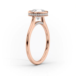 The Charlotte Set  With A 5 Carat E. Cushion 18K Rose Gold Moissanite