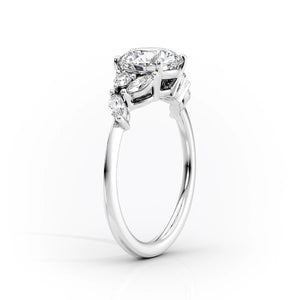 The Melissa Set  With A 1 Carat E. Cushion 14K White Gold Moissanite