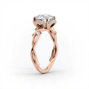The Halo Twig Set With A 3 Carat Marquise 14K Rose Gold Lab Diamond