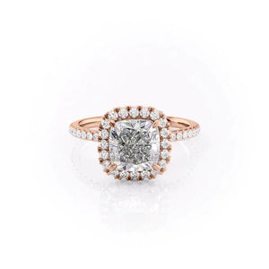 The Lenny Set With A 2.5 Carat Cushion 14K Rose Gold Lab Diamond