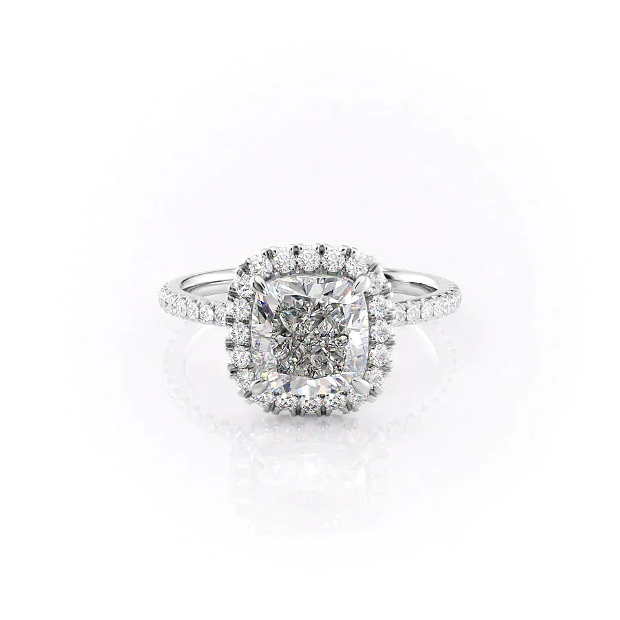The Lenny Set With A 3 Carat Cushion 14K White Gold Lab Diamond