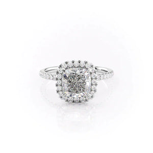 The Lenny Set With A 2 Carat Cushion 18K White Gold Lab Diamond