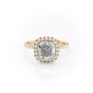 The Lenny Set With A 1 Carat Cushion 18K Yellow Gold Lab Diamond