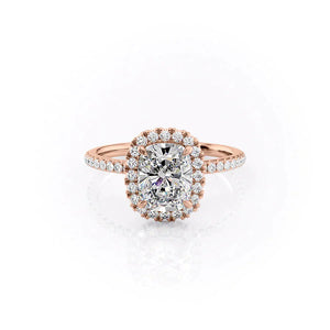 The Lenny Set  With A 1 Carat E. Cushion 14K Rose Gold Moissanite