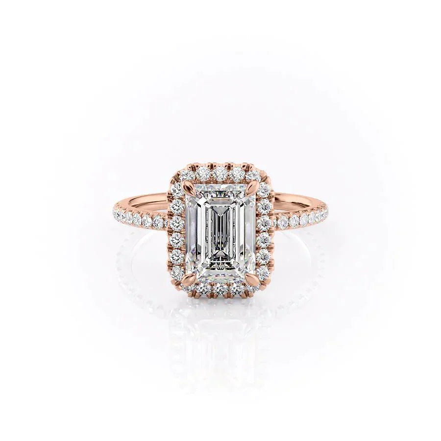The Lenny Set With A 2.5 Carat Emerald 14K Rose Gold Lab Diamond
