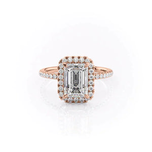 The Lenny Set With A 1 Carat Emerald 14K Rose Gold Lab Diamond
