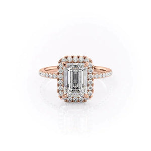 The Lenny Set  With A 1.5 Carat Emerald 18K Rose Gold Moissanite