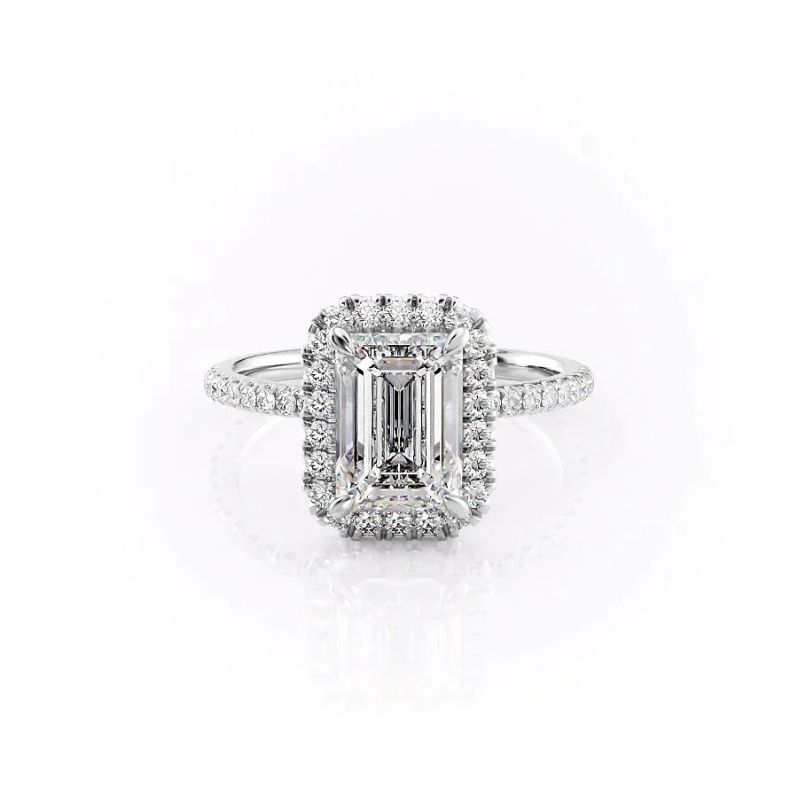 The Lenny Set With A 1.5 Carat Emerald 18K White Gold Lab Diamond