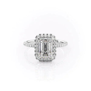 The Lenny Set With A 2 Carat Emerald 18K White Gold Lab Diamond