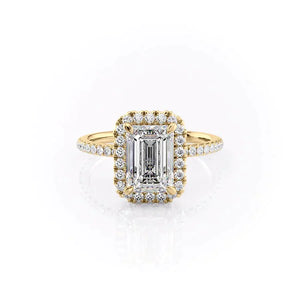 The Lenny Set With A 1 Carat Emerald 18K Yellow Gold Lab Diamond