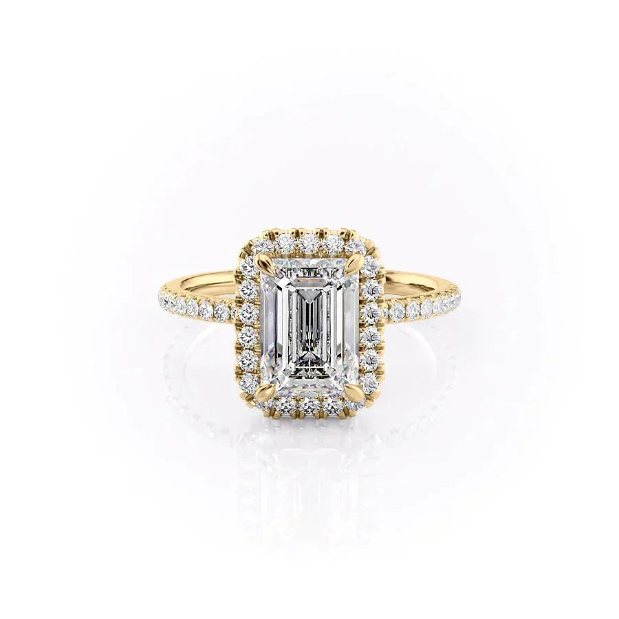 The Lenny Set With A 2.5 Carat Emerald 14K Yellow Gold Lab Diamond