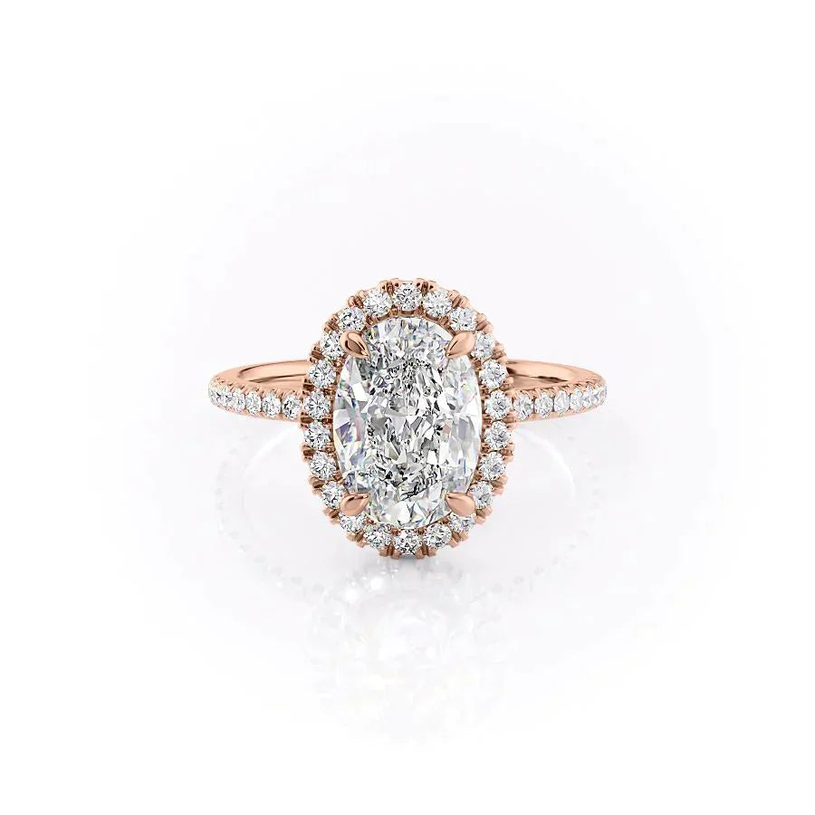 The Lenny Set  With A 4.5 Carat Oval 14K Rose Gold Moissanite
