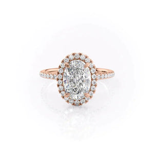 The Lenny Set  With A 4.5 Carat Oval 14K Rose Gold Moissanite