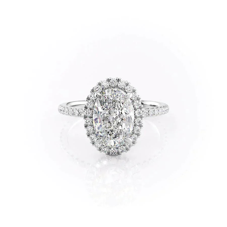 The Lenny Set With A 1 Carat Oval 18K White Gold Lab Diamond