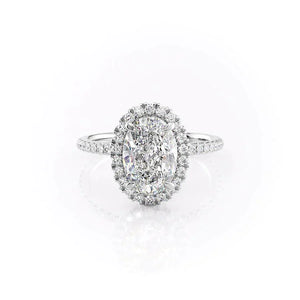 The Lenny Set With A 2 Carat Oval 14K White Gold Lab Diamond