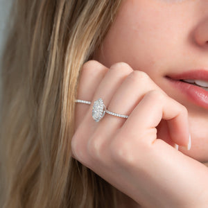 The Lenny Set With A 1 Carat Oval 14K White Gold Lab Diamond