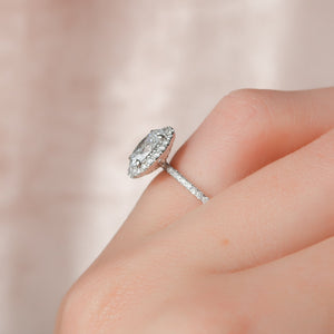 The Lenny Set With A 1.5 Carat Oval 14K White Gold Lab Diamond