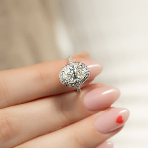 The Lenny Set With A 1 Carat Oval 14K White Gold Lab Diamond
