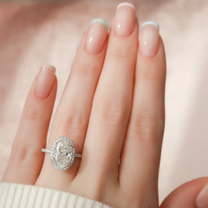 The Lenny Set With A 1 Carat Oval 14K White Gold Lab Diamond