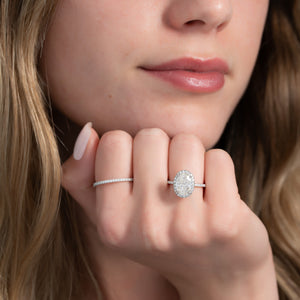 The Lenny Set With A 1 Carat Oval 14K White Gold Lab Diamond
