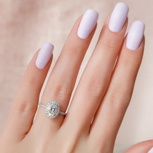 The Lenny Set With A 1 Carat Oval 14K White Gold Lab Diamond