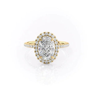 The Lenny Set With A 2 Carat Oval 14K Yellow Gold Lab Diamond