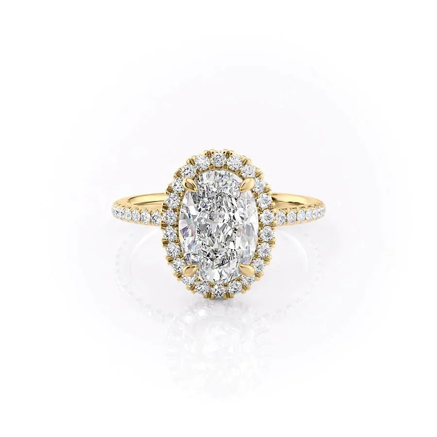 The Lenny Set With A 1 Carat Oval 18K Yellow Gold Lab Diamond