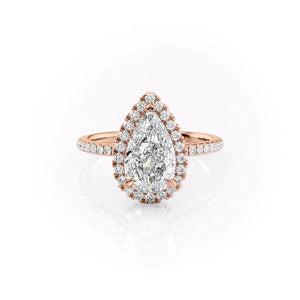 The Lenny Set With A 1 Carat Pear 14K Rose Gold Lab Diamond