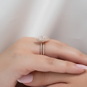 The Lenny Set With A 1 Carat Pear 14K Rose Gold Lab Diamond