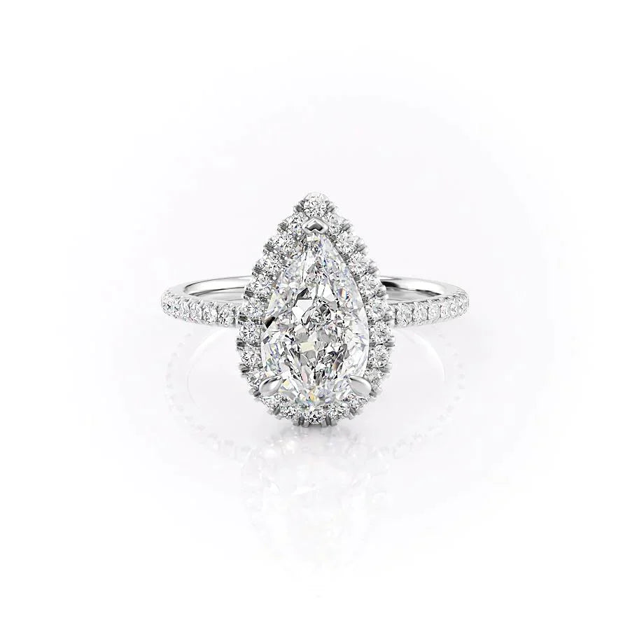 The Lenny Set With A 2.5 Carat Pear 14K White Gold Lab Diamond
