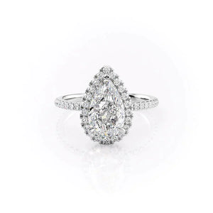 The Lenny Set With A 2.5 Carat Pear 14K White Gold Lab Diamond