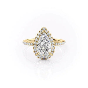 The Lenny Set With A 2.5 Carat Pear 14K Yellow Gold Lab Diamond